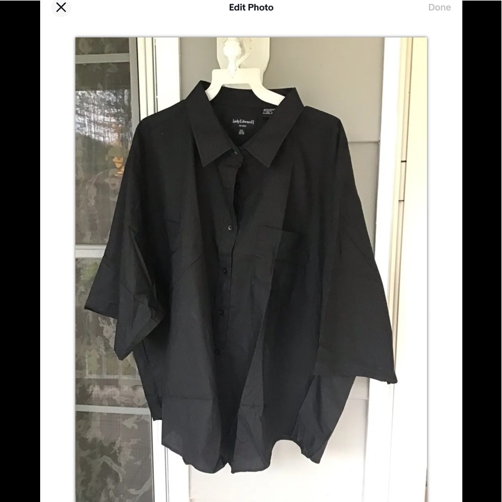 Lady Edwards RN 28875 Black Button Front Short Sleeve Shirt SIZE 3XL NWOT.